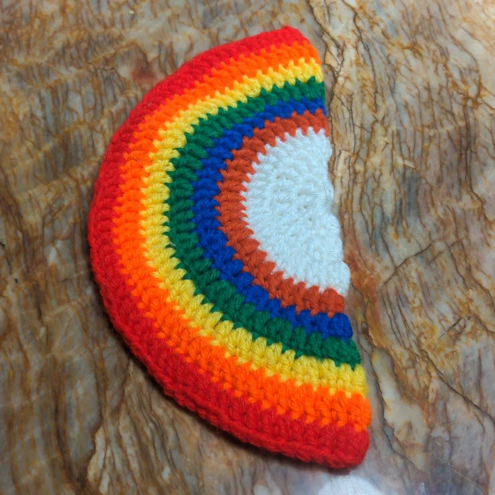 Vintage Hand Crocheted Rainbow Pot Holder 🌈